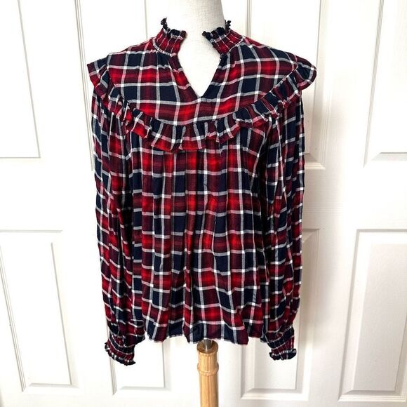 Free People Charlie ruffle plaid top NWT size XS - Picture 14 of 15